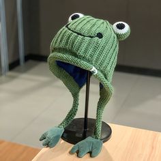 Material:++polyester; Diameter:+54-58cm Frog Beanie, Frog Eyes, Frog Eye, Character Wardrobe, Cartoon Frog, Crochet Stitches Guide, Ear Flap Hats, Crochet Frog, Frog Design