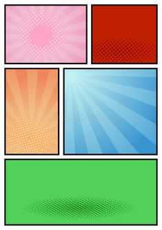 four different colored squares with sunbeams in the middle royalty illustration