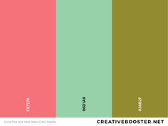 the color scheme for an art project is green, pink, and brown with white lettering