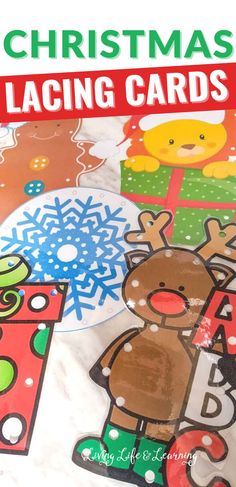 the christmas lacing cards are ready to be made into an art project for kids