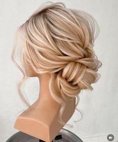 Bride Romantic Hairstyles, Updos With Hair Accessories, Bridal Romantic Hair, Bride Hairstyles Blonde Updo, Bridal Hairstyles For Open Back Dress, Wedding Hairstyles For Mother Of Bride With Long Hair, Blonde Hair Updo Wedding, Messy Low Bun Hairstyles Wedding, Chic Bridal Updo