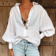 F00120199-104 White Linen Shirt, Cardigan Long Sleeve, Loose Cardigan, Gilet Long, Summer Elegant, Linen Casual, Spring Fashion Outfits, Black And White Blouse, Cardigan Long