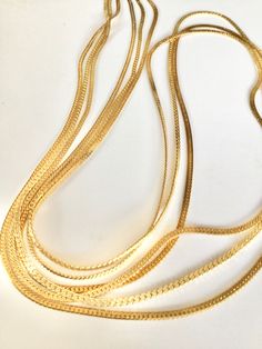 3 vintage 1970’s long gold plated snake chain necklace stackable snake chain necklace boho chain necklace 28 inches by 1838plantation on Etsy Silver Hoop Earrings Medium, Metal Snake, Real Gold Chains, Gold Snake Chain, Unicorn Necklace, Snake Chain Necklace, Gold Long Necklace, Hippie Necklace, White Gold Wedding Bands