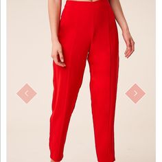 Nwt Sugarlips High Waisted Red Trousers Casual Red Bottoms For Date Night, Formal Red Bottoms For Summer, High Waist Red Formal Bottoms, Chic Red Formal Bottoms, Affordable Red High-waisted Pants, Red High-waisted Elastane Pants, Red Ankle-length Pants With Elastic Waistband, Red Stretch Ankle-length Pants, Red Full-length Elastane Pants