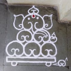 a drawing on the ground with white paint