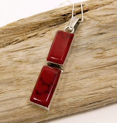 "Sterling Silver 925 & Red Jasper Pendant Necklace Southwestern Inspired, Sterling Silver 925  Hinged Pendant, Adorned With Red Jasper  Hangs From An 18\" Sterling Silver Chain With Spring Ring Closure The Rectangular Pendant Measures 3/8\" Wide 1 3/4\" Without The Bail 2\" With The Bail Just Under 3/8\" Depth Marked 925 On The Bail jujubee1.etsy.com To Browse My Shop" Red Southwestern Sterling Silver Necklace, Red Rectangular Sterling Silver Jewelry, Rectangular Red Sterling Silver Jewelry, Red Southwestern Style Jewelry Gift, Southwestern Style Red Jewelry For Gift, Southwestern Style Red Jewelry For Gifts, Southwestern Style Red Necklace For Gift, Red Jasper Jewelry, Red Jasper Necklace