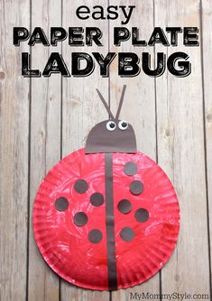 a paper plate ladybug craft with the words easy on it