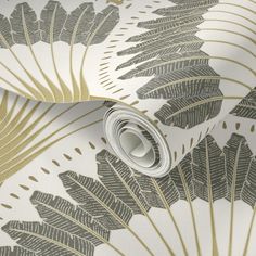 an elegant wallpaper with gold and silver leaves