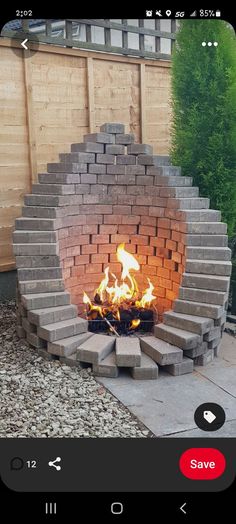 a fire pit made out of cinder blocks