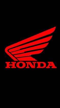 the honda logo is red and black with an orange wing on it's side