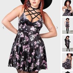 Brand New With Tags Never Worn Killstar Clothing, Killstar Dress, Gothic Outfit, 2010 Fashion, Beautiful Summer Dresses, Black Milk Clothing, Skulls And Roses, Neck Choker, Stretch Velvet