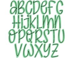 the letters and numbers are drawn in green ink