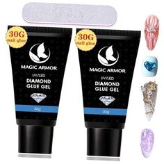 2PCS Nail Rhinestone Glue Gel for Nails 60ML Gel Nail Glue for Rhinestones 60g Led Nail Lamp, Nail Jewels, Studded Nails, Styling Gel, Strong Nails