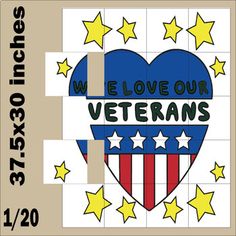 we love our veterans decal with stars and an american flag in the shape of a heart