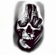 a black and white drawing of a skull