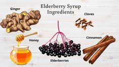 Elderberries, Ginger, Honey, Cloves, Cinnamon Elderberry Syrup Recipe, Ginger Honey, Herb Shop, Mountain Rose Herbs, Bulk Herbs, Homesteading Skills, Cold Symptoms, Boost Immunity