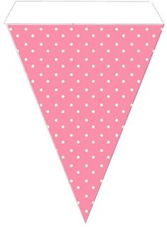 a pink triangle with white polka dots on it