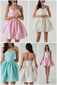 acelimosf™-Pleated strapless evening gown Elegant Spaghetti Straps Mini Dress For Banquet, Prom Season Mini Dress With Sweetheart Neckline, Elegant Pink Strapless Suspender Dress, Pink Suspender Dress With Sweetheart Neckline For Spring, Pink Mini Dress With Sweetheart Neckline And Straps, Pink V-neck Suspender Dress, Strapless Backless Dress For Banquet, Pink Mini Dress With Spaghetti Straps For Prom, Chic Pink Mini Length Suspender Dress