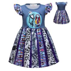 PRICES MAY VARY. ▶Toddlers Girls Christmas Dress 3D Graphic Cosplay Costumes. ▶Made of silk fabric,soft and silky,it’s very comfortable to wear,allowing your child to wear it all day long. ▶This adorable dress has all your little one's favorite characters featured on Nightmare before christmas background.3D printing pattern with sally and jack,flutter sleeves,hand tailoring in details. ▶Perfect to wear during themed cruises,parties, and everyday fun!Great for cosplay show,role play,Halloween,Eas Nightmare Before Christmas Girl, Nightmare Before Christmas Dress, Sally Costume, Twirling Dress, Toddler Girl Halloween, Pumpkin Dress, Sally Nightmare Before Christmas, Skull Dress, Girl Halloween