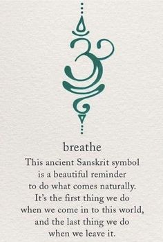 a poem written in green ink on white paper with an image of a tree and the words breathe, this ancient sank symbol is a beautiful reminder to do what comes naturally