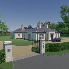 an artist's rendering of a house with a car parked in the driveway