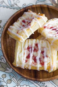 some kind of dessert on a wooden plate