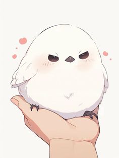 a white bird sitting on top of someone's hand with red hearts around it