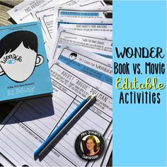 the wonder book vs movie editable activities