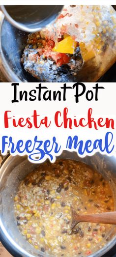 instant pot fiesta chicken freeze meal is ready to be eaten in the slow cooker