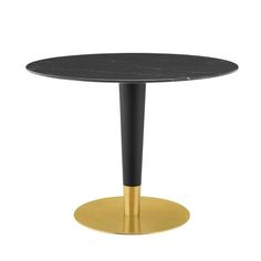 a black and gold table with a round top on an isolated white background for display