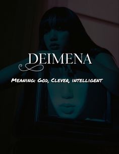 a woman standing in front of a mirror with her hands on her head and the words demena above it