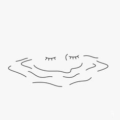 a black and white drawing of eyes floating in the water