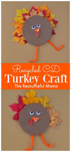 a paper plate turkey craft with leaves on it and the words, recolled and turkey