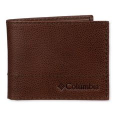 "Help keep your information secure with this Columbia RFID-blocking bifold traveler wallet with exterior pocket. Help keep your information secure with this Columbia RFID-blocking bifold traveler wallet with exterior pocket. FEATURES RFID-blocking interior fabric lining helps protect your information Bifold traveler silhouette Slim profile Embossed Columbia logo on front cover Heavy edge stitching 6 card slots 2 slip pockets 1 bill compartment 1 flip out wing with ID windowDETAILS 3.5\" H x 0.75 Leather Bifold Travel Accessories With Rfid Blocking, Leather Travel Wallets With Id Window, Brown Travel Wallet With Coin Pocket, Durable Bifold Wallet For Everyday Use, Travel Trifold Wallet With Coin Pocket, Travel Trifold Wallet With Id Window, Trifold Wallet With Id Window For Travel, Brown Trifold Wallet With Coin Pocket For Travel, Brown Trifold Wallet With Card Slots For Travel