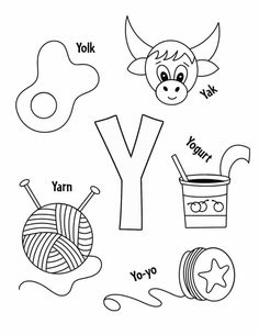 the letter y is for yarn and other things to color in this worksheet