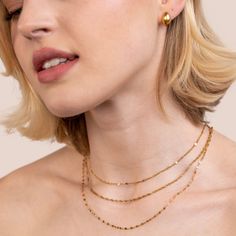 Made with waterproof stainless steel, you never need to worry about fading or tarnishing jewelry ever again. Waterproof & tarnish-free Stainless steel 18k gold plated Length: 15.7in /17.7in /19.7in (+ 2.2in adjustable) Hypoallergenic, lead & nickel free If you aren't in LOVE with your purchase, please let us know within 30 days of receiving your item, and you'll receive a stress-free refund. Multi Chain Necklace, Ring Sale, Free Earrings, Hoop Ring, Free Jewelry, Buying Gifts, Ring Necklace, Ring Earrings, Necklaces Bracelets