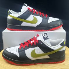 Nike Dunk Low Id By You Black White Red Green Men’s Sz 10 Fj2253-901 >Brand New Never Worn And In Amazing Condition, (Has Box But Missing Lid) No Rips/Tears/Stains Anywhere On The Shoes. If You Have Any Questions Please Message Me And I’ll Get Back To You As Quickly As Possible. >If You Like This Pair Of Shoes You May Also Like Some Of Our Other Pairs As Well, I Have Over 1,000 Pairs To Choose From >I Give Discounts On All Bundles Green Sneakers With Red Sole For Sports, Black Skate Shoes With Red Sole And Round Toe, Black Skate Shoes With Red Sole For Sports, Urban Custom Sneakers With Red Sole, Green Sporty Sneakers With Red Sole, Sporty Green Sneakers With Red Sole, Black Leather Skate Shoes With Red Sole, Black Urban Skate Shoes With Red Sole, Casual Black Skate Shoes With Red Sole