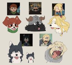 an image of anime characters with their mouths open and teeth wide opened in various poses