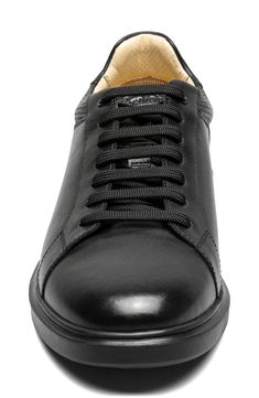 A rich leather upper and low-profile design distinguish a versatile sneaker grounded by a cushioned footbed and flexible rubber sole. Lace-up style Cushioned footbed Leather upper/textile lining/rubber sole Imported Florsheim Shoes Men, Rugged Black Low-top Sneakers, Black Low-top Medium Width Sneakers, Black Low-top Sneakers With Reinforced Toe, Rugged Black Impact-resistant Sneakers, Black Boots Men, Men’s Black Unlined Leather Sneakers Size 11 1/2, Sneaker Men, Neck Ties