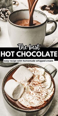 hot chocolate with marshmallows and whipped cream