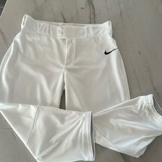 Worn 1 Time! No Stains, Tears, Rips, Snags. Like Brand New!!! Softball Pants, Softball Stuff, Girls Nike, Nike Bottoms, Nike White, Kids Nike, White Nikes, Kids Bottoms, Softball