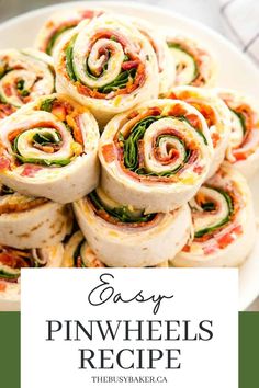 easy pinwheels recipe on a white plate