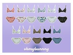 many different types of bras with the words onlybunny