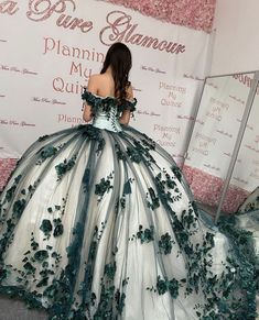 This gorgeous New Off the Shoulder 3D Flowers Emerald Green Quinceanera Dress Sweet 15 Party Dress is perfect for any special occasion. Featuring off the shoulder straps and 3D flowers, this dress will make you look and feel your best. Made of high-quality fabric, the dress is sure to remain comfortable all night long. You can rock your Quinceanera in the emerald shade this year. It is a fantastic color that is versatile and looks good on just about any dress styles. This glam gown features an o Emerald Green Quinceanera Dress, Green Quinceanera Dress, Emerald Green Quinceanera Dresses, Emerald Green Quinceanera, Green Quince Dress, Green Quinceanera, Green Quinceanera Dresses, Mexican Quinceanera Dresses, Quinceanera Themes Dresses