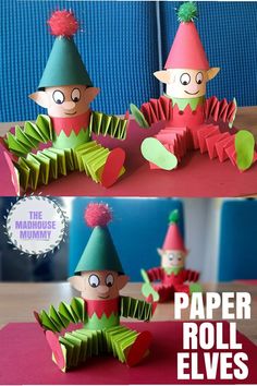 the paper roll elves are made to look like they're ready for their next project