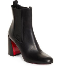 Christian Louboutin Turelastic Chelsea Boot (Women) | Nordstrom Chic Calf Leather Boots With Red Sole, Chic Heeled Boots With Red Sole, Black Chelsea Boots With Sculpted Heel, Luxury Boots With Red Sole For Fall, Evening Ankle Heeled Boots With Red Sole, Evening Ankle Boots With Red Sole, Luxury Fall Boots With Red Sole, Formal Heeled Boots With Red Sole For Fall, Chic Fall Boots With Red Sole