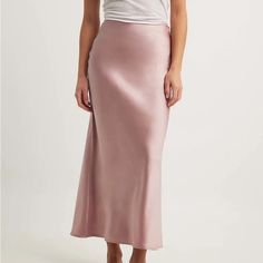 Brand New With Tags, Still In Plastic Wrap Size 36 Pink Satin Midi Skirt, Pink Silk Skirt, Long Knit Skirt, Maxi Pencil Skirt, Chiffon Maxi Skirt, Maxi Lace Skirt, White Maxi Skirts, Hippie Skirts