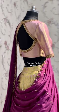 Work For Saree Border, Sumaya Designer Studio, Silk Blouse Designs Indian Back, Silk Saree Blouse Neck Designs, Bahubali Blouse Designs, Plane Blouse Designs, Yellow Blouse Designs Latest, Silk Lehenga Designs Latest, Front Blouse Designs Latest