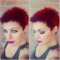 Red Hair Pixie Cut, Funky Hair Colors, Short Hair Hacks, Bright Red Hair, Short Hairdos, Sassy Hair, Funky Hairstyles