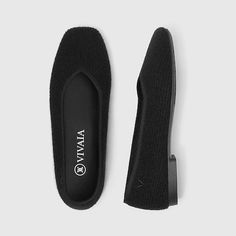 Women's Flats: Comfortable, Sustainable & Washable Flat Shoes | VIVAIA Square Toe Flats, Fluffy Yarn, Black Houndstooth, Marine Blue, Clean Shoes, Women's Flats, V Cut, V Cuts, Perfect Shoes